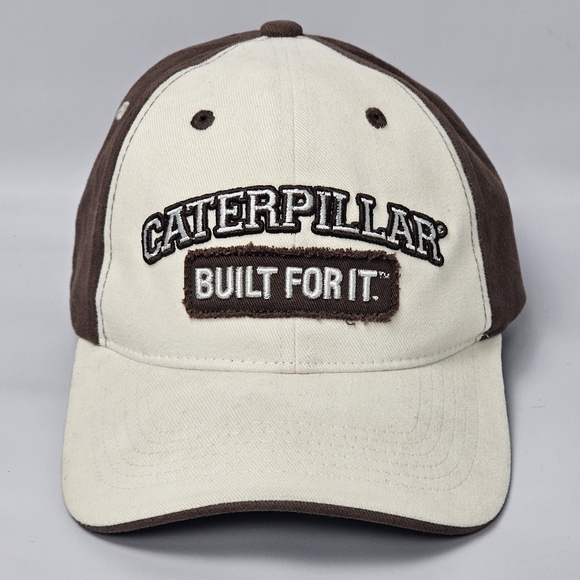 Caterpillar Built For It TwoTone Baseball Cap, Brown/Cream, Adj. Velcro, NWOT